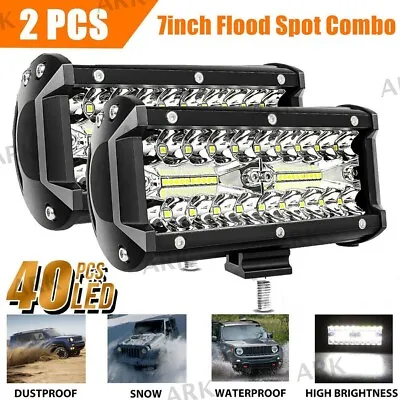 2x 7Inch 20000W LED Work Light Bar Flood Spot Pods Offroad Fog Driving ATV Truck • $17.59