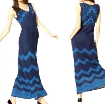 Missoni For Target Women’s Size Medium Blue Zig Zag Maxi Dress Knit Sleeveless • $49.99