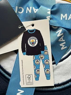 Official Manchester City FC Boys Fleece Pyjamas Size 5-6 Years Old BNWT • £19.99