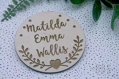 **BABIES** Wooden Laser Engraved Circular Plaque - Personalised Baby Name Plaque • £3.25