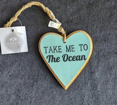Heart Shape Wooden Sign Take Me To The Ocean • £3.65