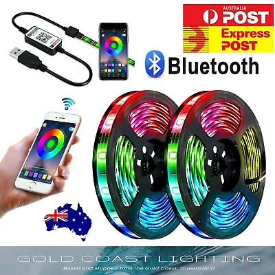 NEW LED Strip Lights RGB USB IP65 Waterproof 1M-10M 60-300 5050 LED Bluetooth 5V • $12.50