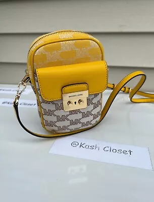 Michael Kors Sloan  Small Phone Crossbody TopZip Front Pocket Logo Jacquard • $119