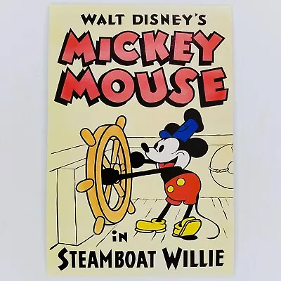 Steamboat Willie Postcard Art Of Disney Movie Poster Mickey Mouse 1928 4x6 • $5