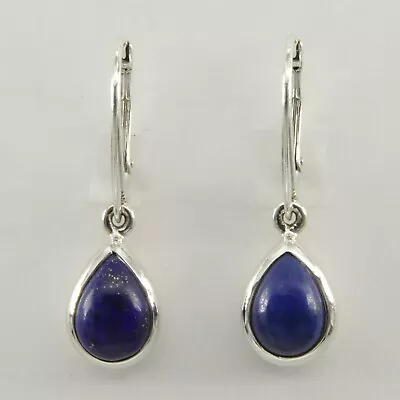 Blue LAPIS LAZULI Pear Dangle Drop Earrings - 925 STERLING SILVER Leverback #4e • $31.47