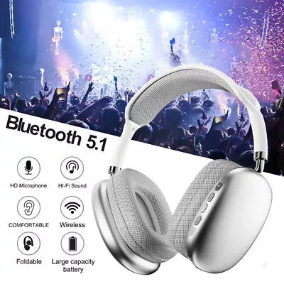 Wireless Bluetooth Headphones With Noise Cancelling Over-Ear Earphones Head Set • £8.99