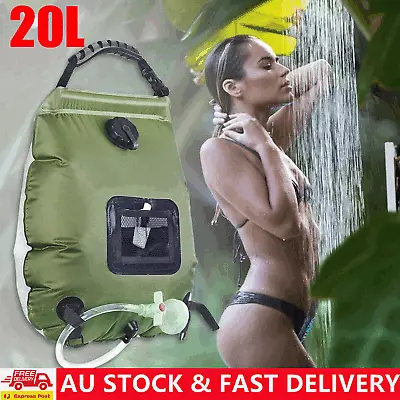 20L Portable Camp Solar Shower Bag Heat Water Pipe Camping Hiking Travel Outdoor • $18.90