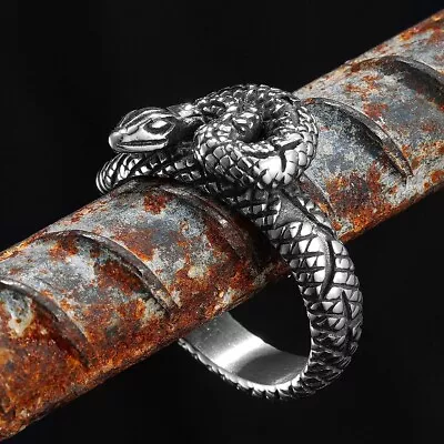 Snake Ring Stainless Steel Men Rings Punk Rock Vintage For Women Biker Jewelry • $9.99