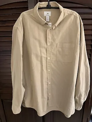 NWT Men’s H&M Khaki Long Sleeve Button Down Shirt Regular Fit XXL • $4.95