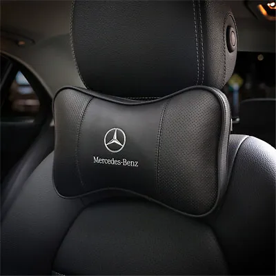 New 2Pcs Car Black Neck Pillow Breathe Cushion Headrest Pillow For Mercedes-Benz • $31.99