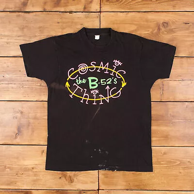 Vintage Single Stitch T Shirt Graphic Medium 80s Cosmic Thing The B 52s Black • £64.79