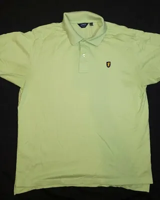 David Chu Lincs D.C. & Co.Light Green Classic Fit Mesh Polo Shirt Gold Crest • $13