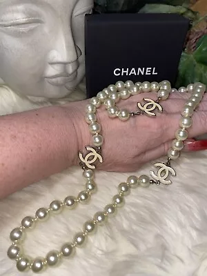 Coco Chanel Ultra Rare Exquisite Design Glass Pearl Pristine Mint Necklace!!! • $4899