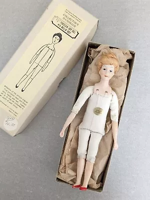 Vintage Shackman Porcelain Jointed Doll Muslin Body Blonde Woman 1979 NIB 7.5  • $9.99