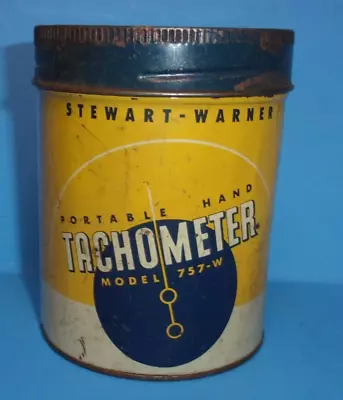 ! Vintage Stewart-warner 757-w Tachometer 0-4000 Rpm In Tin Container Look • $49.99