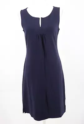 Talbots Dress Womens Small S Sheath Jersey Knit Navy Blue Sleeveless Cotton New • $24.99