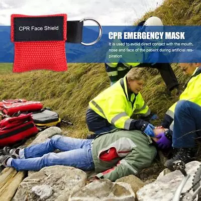Keychain Resuscitator Face Shield Emergency First Aid Tools CPR Mask (Red) • $11.09
