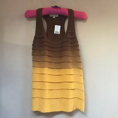 Madison Marcus Medium Scoop Neck Ombre Tiered Tank Top Brown/Yellow New $310 • $76.89