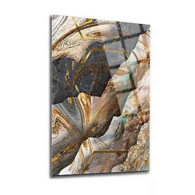 Marble Design Tempered Glass Wall Art Easy Installation Fade Proof • $149