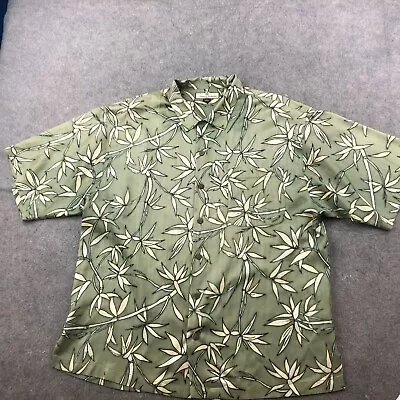 Vintage Tommy Bahama Shirt Mens XL Green Palm Tree Silk Collared Short Sleeve * • $19.71