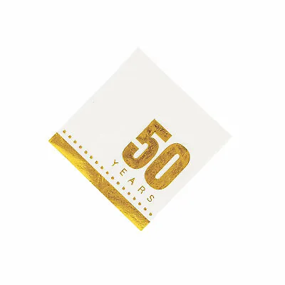 Gold 50Th Anniversary Beverage Napkins Party Supplies 50 Pieces • $17.91