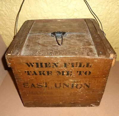 Antique Primitive Egg Case Crate East Union Chaska MN Carrier Box With Handle • $165