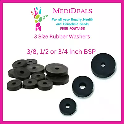 Rubber  Flat O Ring Replacement Tap Washers  - 3/8  1/2  3/4  BSP Washers • £1.99
