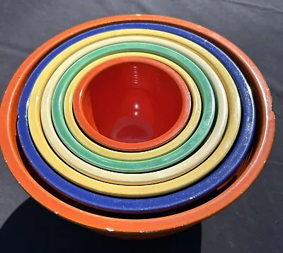 Homer Laughlin Vintage Fiesta 1940’s Nesting Mixing Bowl Set • $400