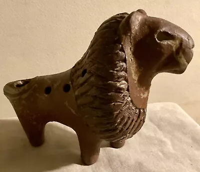 ISRAEL Pottery OCARINA Morris Mayer LION Sculpture Signed Hand Made MID CENTURY • $85