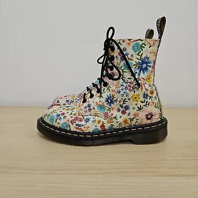 Dr Martens 1460 Pascal Darcy Wanderlust Flowers Floral White Leather Boots Uk 4 • £119.98