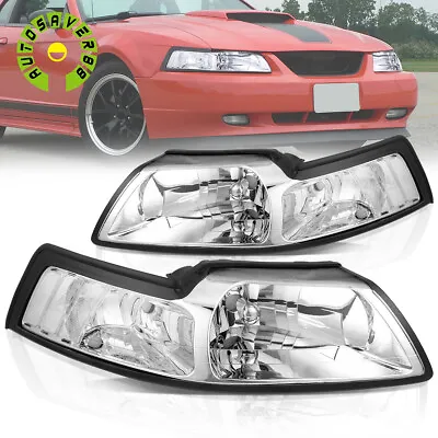 $57.39 • Buy For 1999-2004 Ford Mustang Headlights Head Lamps Pair Left+Right 99-04
