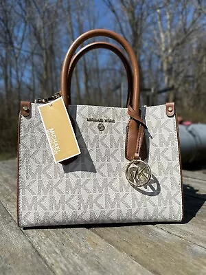 NWT Michael Kors Signature Maple Satchel Crossbody Handbag Vanilla Brown Purse • $139.99