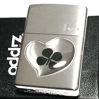 Zippo Oil Lighter Lucky Clover Luck Silver Antique Brass Real Leaves NEW • $158.06
