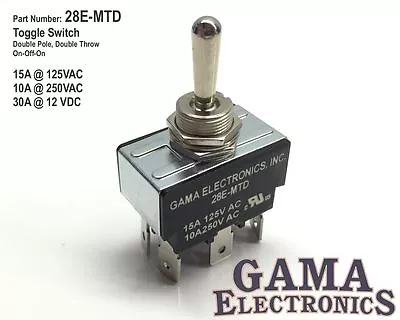 30 Amp Double Pole Double Throw 3 Position On-Off-On Toggle Switch - 28E-MTD • $18.95