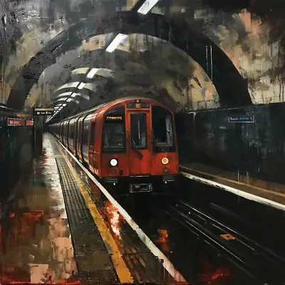 London Underground Oil Painting Luxury Canvas Wall Art Picture Print Colourful • £27.99