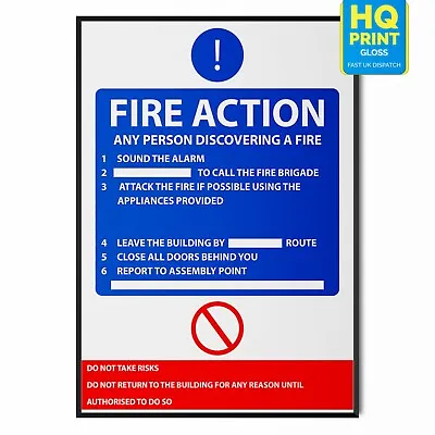 £12.99 • Buy Fire Action Workplace Safety Notice Sign Health Emergency Poster A5 A4 A3 A2 A1