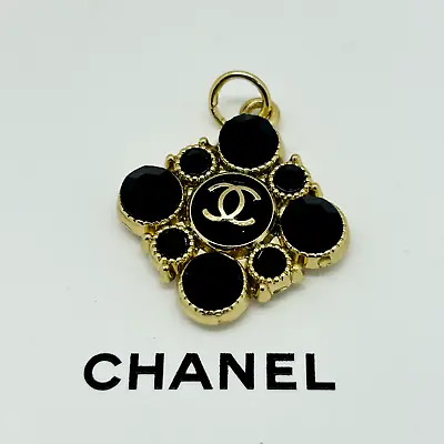 CHANEL Vintage Necklace Charm Parts Stone X Black 19mm With Engraving • $43.99