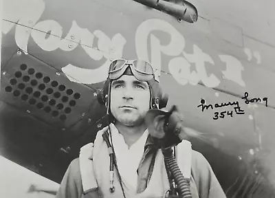 Maury Long Signed 8x10 Glossy Photo P-51 Fighter Ace 5.5V 354FG 9thAF WWII • $34.99