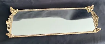 Vtg Brass Filigree Vanity Dresser Hollywood Regency Mirror Tray 20x6 Inches BHN • $72.99