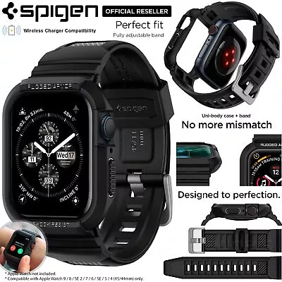 $49.99 • Buy For Apple Watch Series 9 8 7 SE 40 41 44 45mm Case SPIGEN Rugged Armor Pro Cover