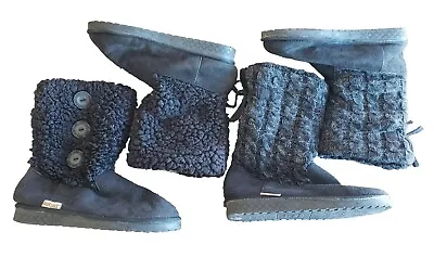 MukLuks Boots Women’s Size 8 Lot Of 2 Cozy Knit Tops Pull On Mid Calf Black  • $24