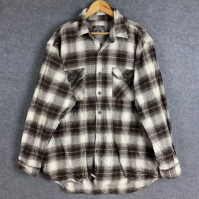 Moose Creek Shirt Mens XL Brown White Flannel Plaid Lumberjack Heavy Grunge USA • $25.70