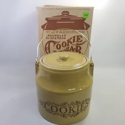 Vintage Western Stoneware Cookie Jar Pristine In Box Harvest Gold Brown 1970s • $59.99