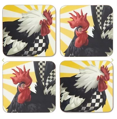 MacKenzie Childs Sunrise Rooster Cork Backed Coasters – Set Of 4 • $38