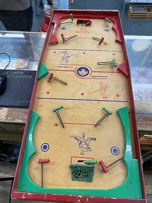 1950’s Munro Games Wooden Table Ice Hockey Game Rare Antique • $219.50