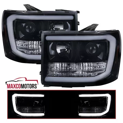 Smoke Projector Headlights Fits 2007-2013 GMC Sierra 1500 2500HD 3500HD LED Tube • $220.04