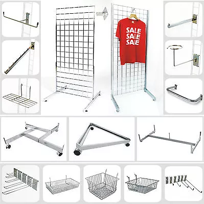 £1.25 • Buy Grid Wall Panel Grid Wall Mesh Hooks Prongs Arms Chrome Shop Display Stand