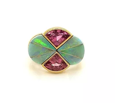 Kabana 14k Yellow Gold Fire Opal Pink Tourmaline Ring • $2695