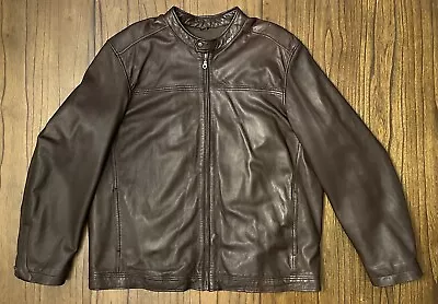 Merona Men’s Soft Leather Motorcycle Jacket Size X-Large - Brown Full Zip Patina • $35.95
