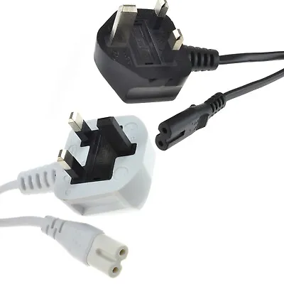 £5.32 • Buy Figure 8 Power Cable UK Plug To C7 Lead For LED TV Samsung/LG Black/White Laptop